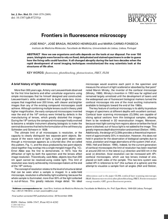 Frontiers in fluorescence microscopy
