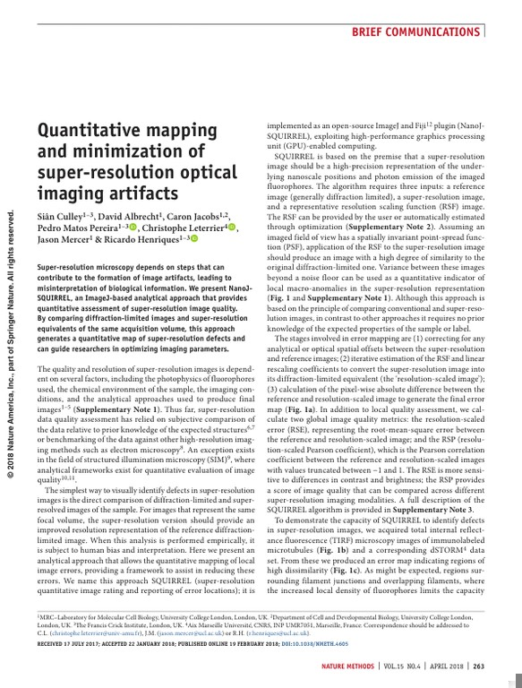 Quantitative mapping and minimization of super-resolution optical imaging artifacts