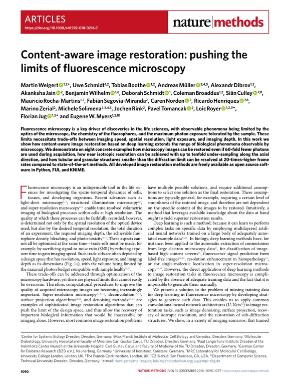 Content-aware image restoration - pushing the limits of fluorescence microscopy