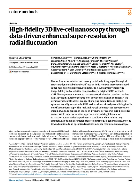 High-fidelity 3D live-cell nanoscopy through data-driven enhanced super-resolution radial fluctuation