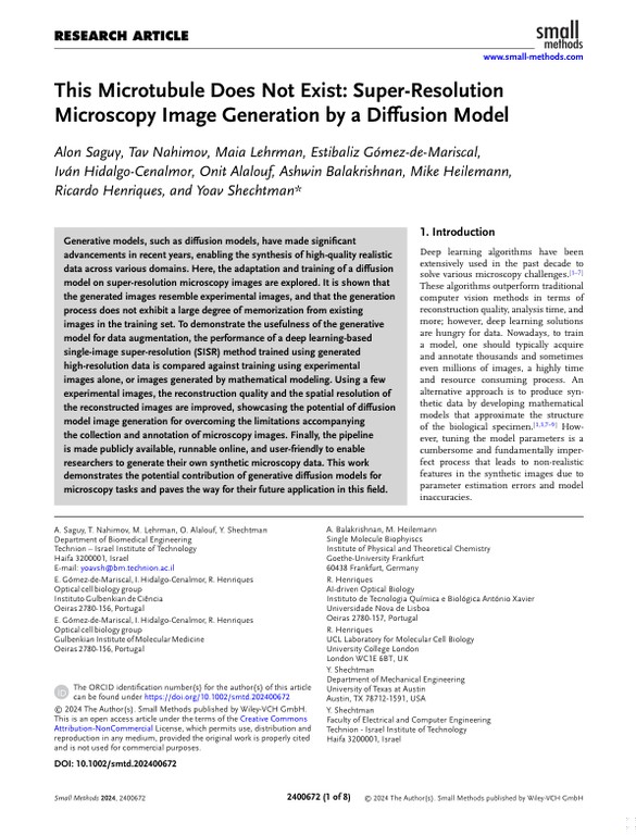 This Microtubule Does Not Exist - Super‐Resolution Microscopy Image Generation by a Diffusion Model