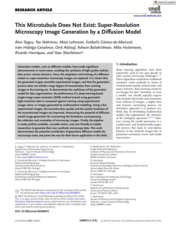 This Microtubule Does Not Exist - Super‐Resolution Microscopy Image Generation by a Diffusion Model