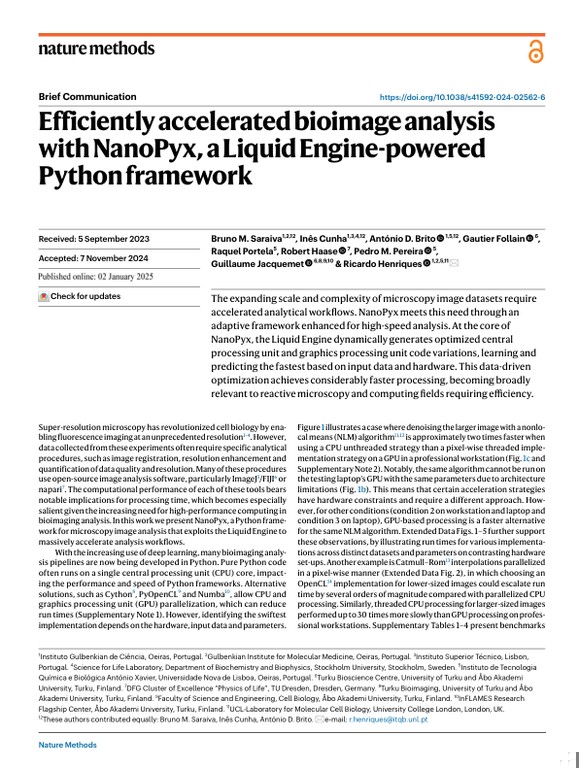 Efficiently accelerated bioimage analysis with NanoPyx, a Liquid Engine-powered Python framework